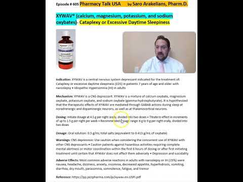 XYWAV- Cataplexy or Excessive Daytime Sleepiness
