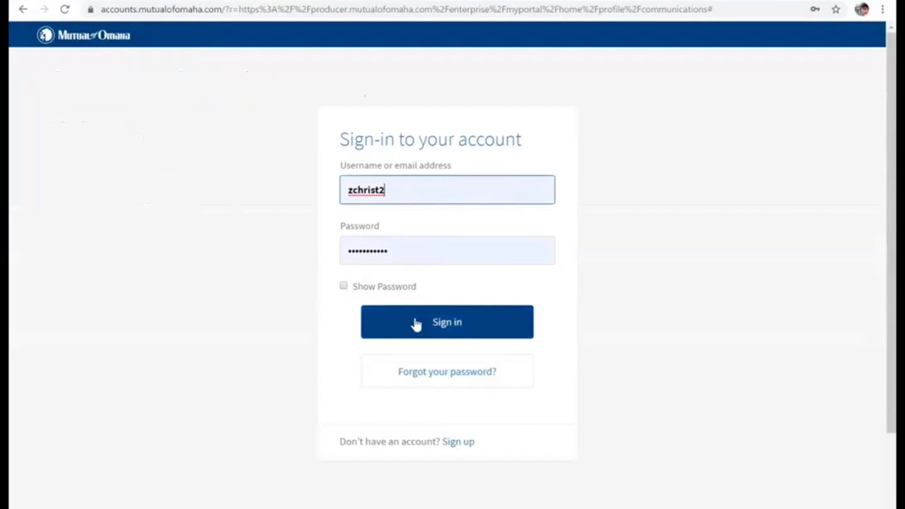 Mutual Of Omaha website Login