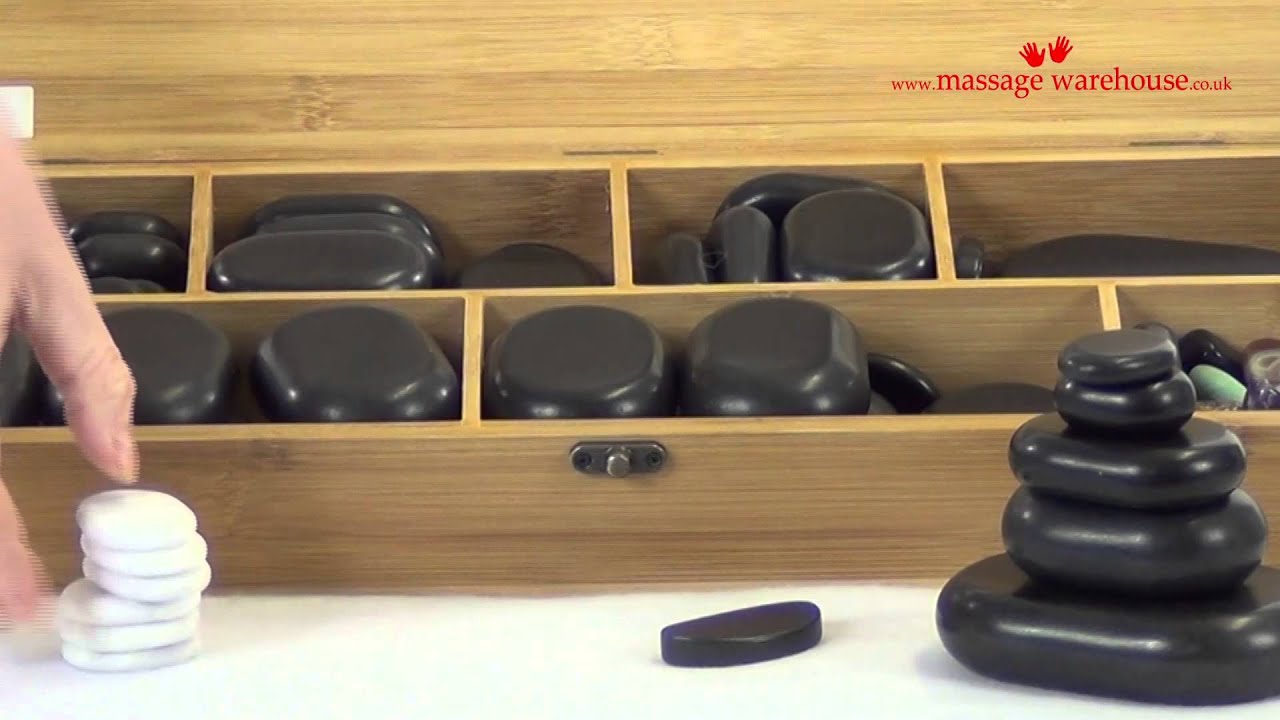 64 Piece Basalt Hot Stone Set Demonstration from Massage Warehouse UK