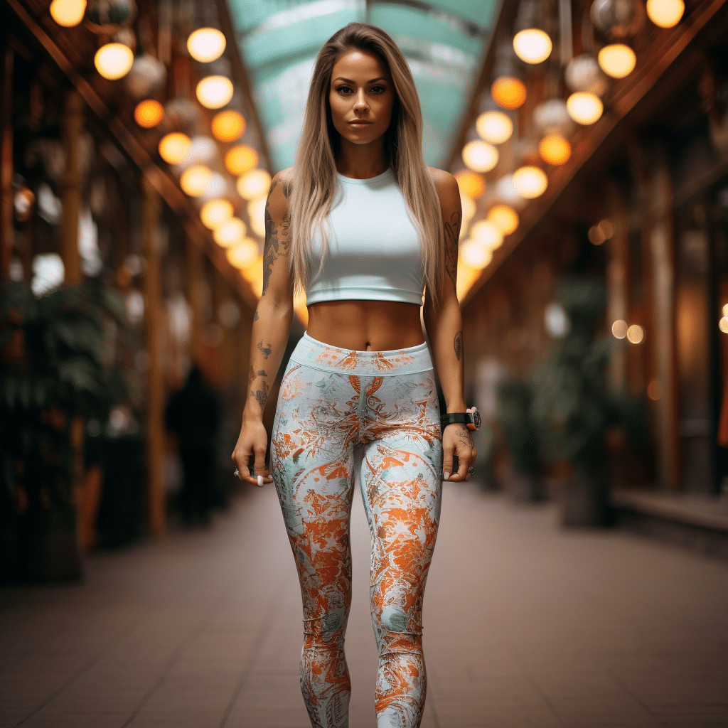 female fitness model wearing yoga pants